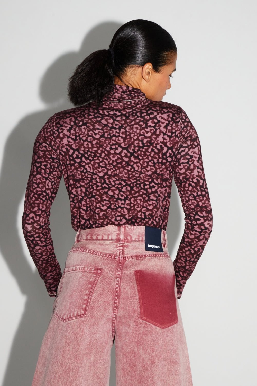 Trouser Denim Swiggy Palazzo Burgundy |سروال Denim Palazzo Burgundy - Maison Clad