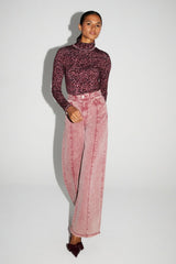 Trouser Denim Swiggy Palazzo Burgundy |سروال Denim Palazzo Burgundy - Maison Clad