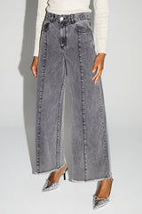 Trouser Denim Swiggy Palazzo Grey |سروال Denim Palazzo Grey - Maison Clad