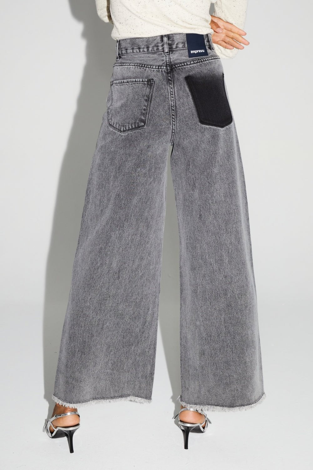 Trouser Denim Swiggy Palazzo Grey |سروال Denim Palazzo Grey - Maison Clad