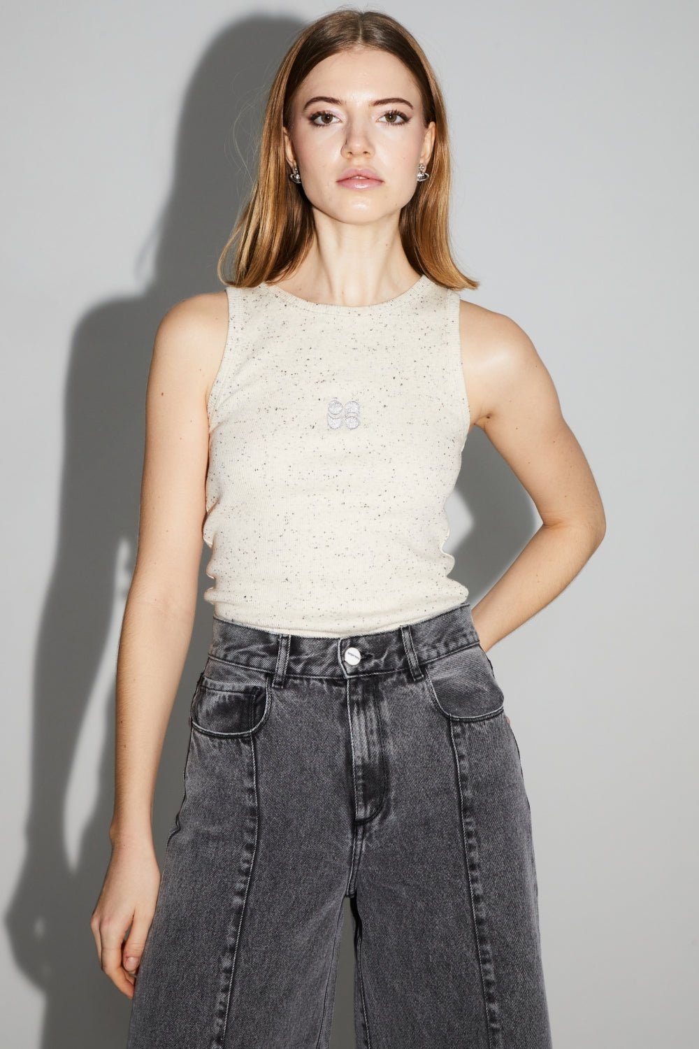 Trouser Denim Swiggy Palazzo Grey |سروال Denim Palazzo Grey - Maison Clad
