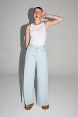 Trouser Denim Swiggy Palazzo Light Blue |سروال Denim Palazzo Light Blue - Maison Clad