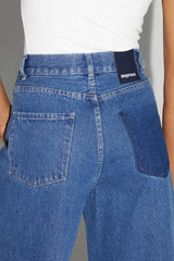 Trouser Denim Swiggy Palazzo Medium Blue |سروال Denim Palazzo Medium Blue - Maison Clad