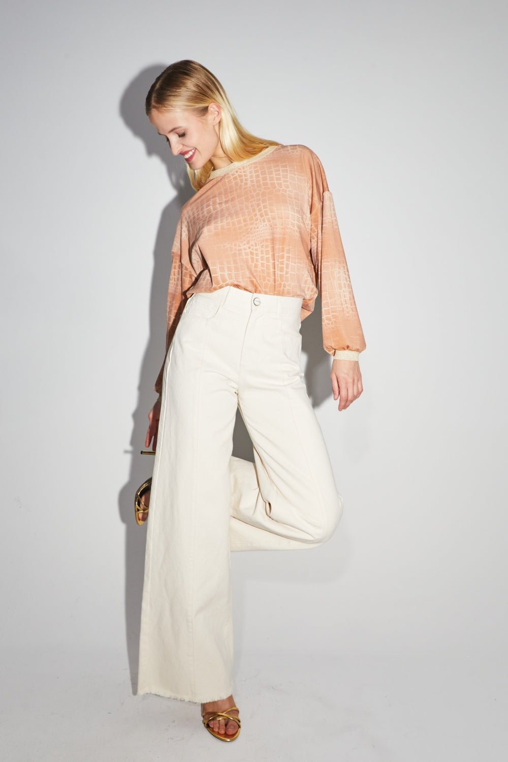 Trouser Denim Swiggy Palazzo Off White |سروال Denim Palazzo Off White - Maison Clad