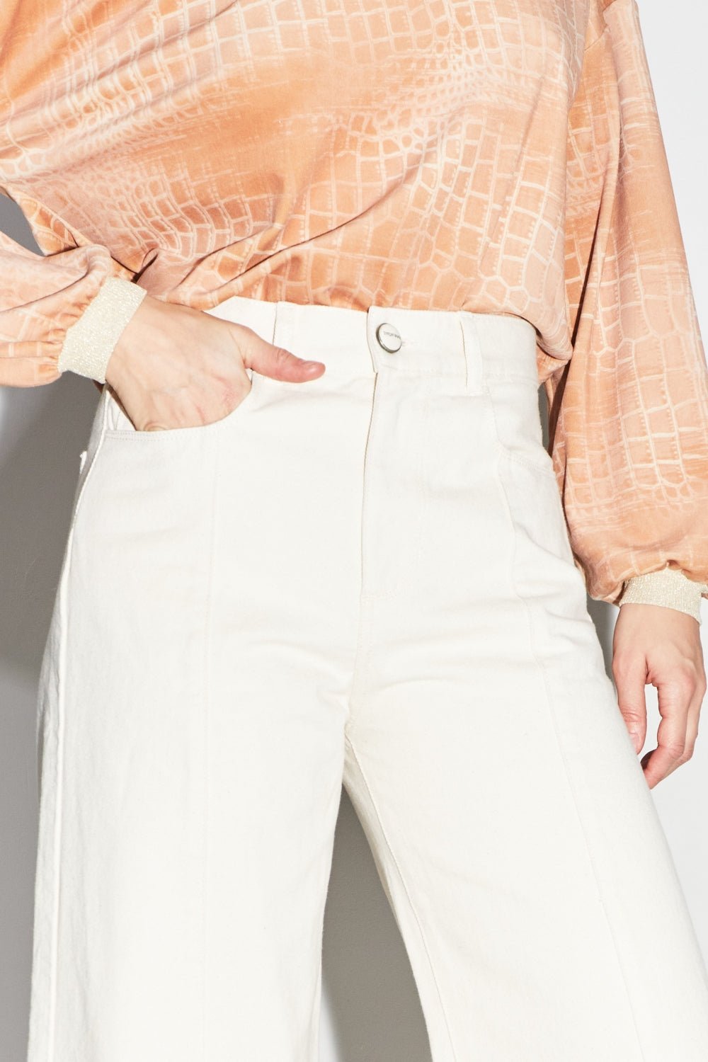Trouser Denim Swiggy Palazzo Off White |سروال Denim Palazzo Off White - Maison Clad