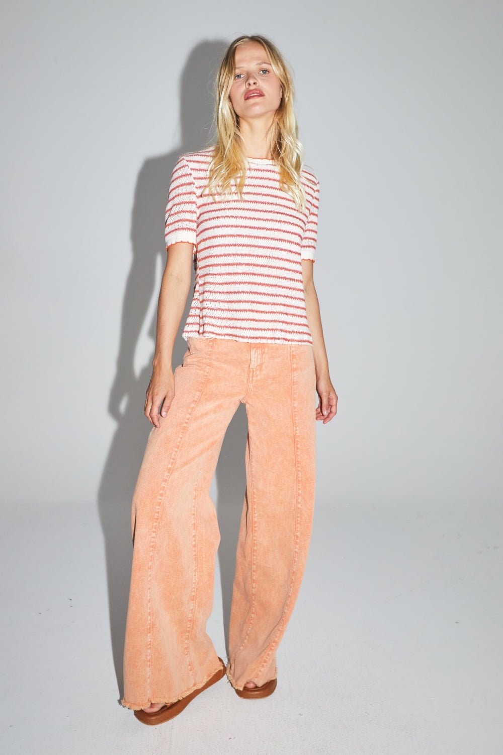 Trouser Denim Swiggy Palazzo Peach |سروال Denim Palazzo Peach - Maison Clad