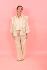 Trouser Jackomo Foiled Linen Gold |سروال - Maison Clad