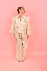 Trouser Jackomo Foiled Linen Gold |سروال - Maison Clad