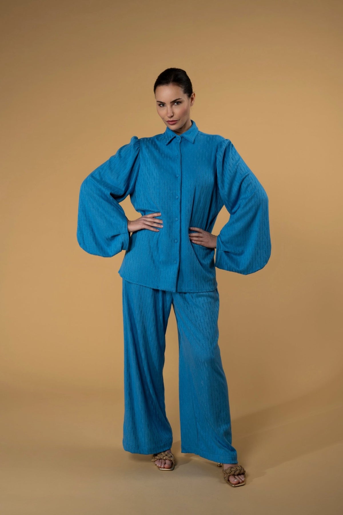 Trouser Jackomo Knitwear Blue|سروال Knit Blue - Maison Clad