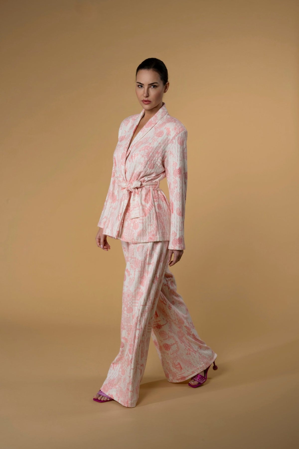 Trouser Jackomo Lace Jouy Light Pink Knitwear|سروال Lace Jouy Knitwear - Maison Clad