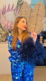 Trouser Jackomo Lace Jouy Navy|سروال Lace Jouy - Maison Clad