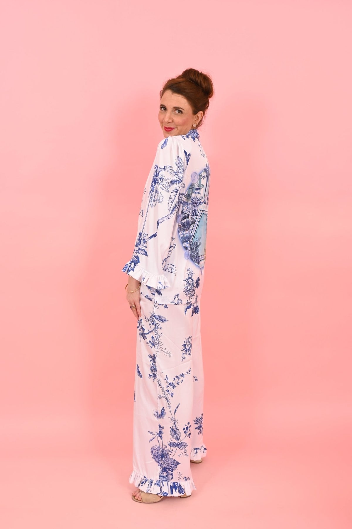 Trouser Lindsay White and Blue | سروال - Maison Clad