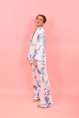 Trouser Lindsay White and Blue | سروال - Maison Clad