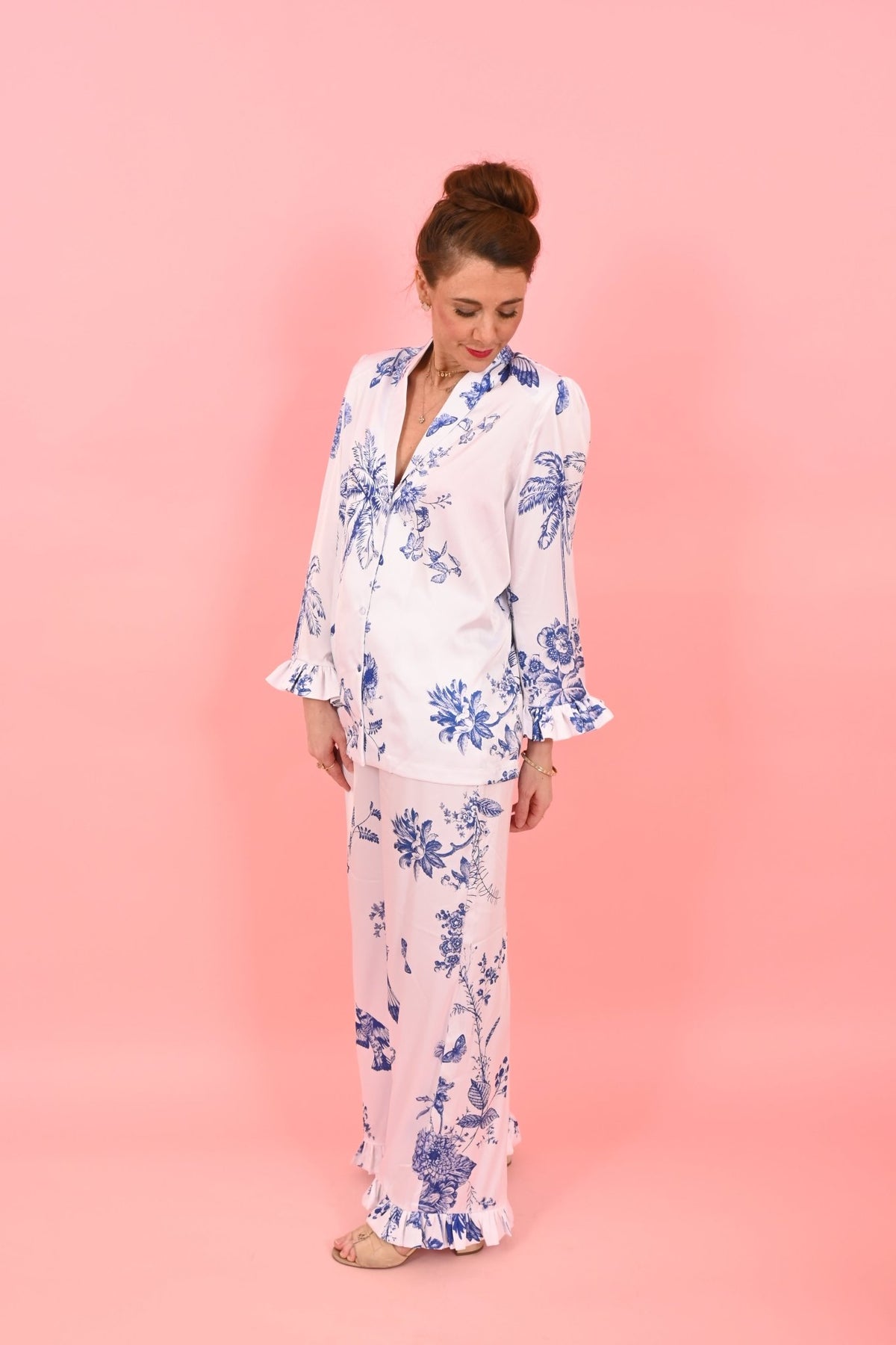 Trouser Lindsay White and Blue | سروال - Maison Clad