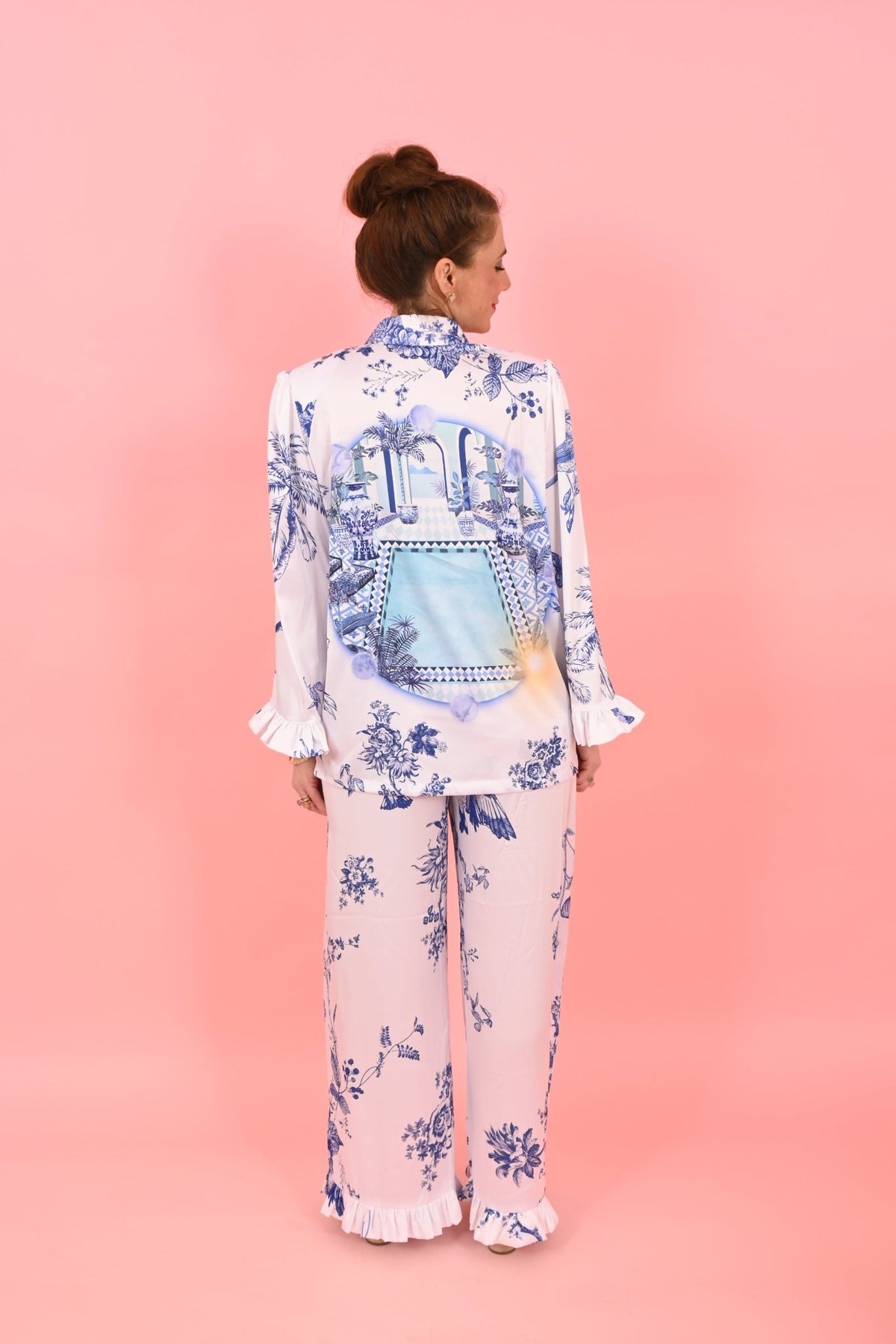Trouser Lindsay White and Blue | سروال - Maison Clad