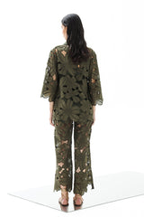 Trouser Ophelia Althea Pesto| المرأة القصيرة - Maison Clad