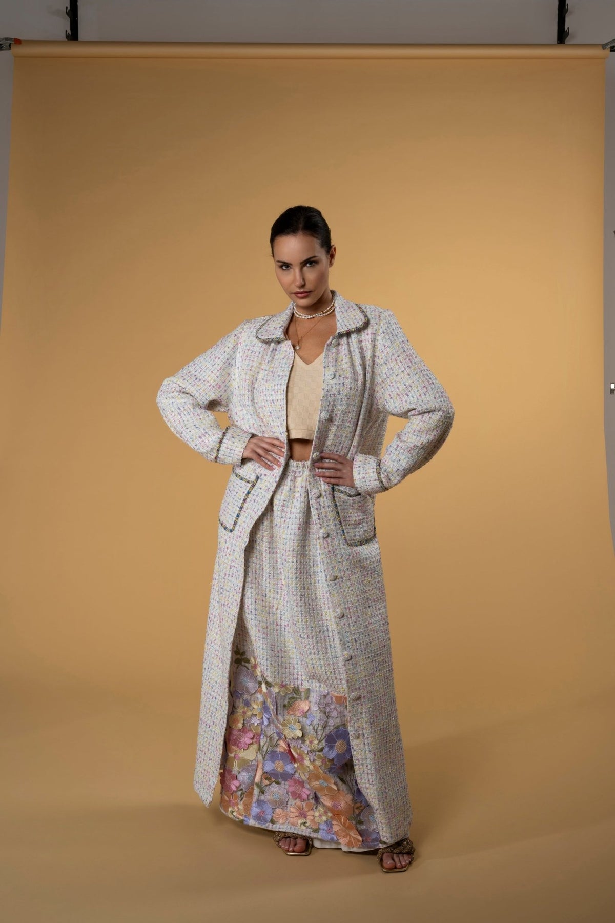 Tweed Coat Cardigan l |سترة Tweed Coat Cardigan Off White Multi - Maison Clad