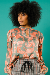 Blouse Smoke Green Cachemir - Smoke Green Cachemir بلوزة