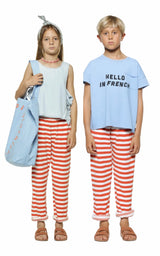 Kids Trousers Red & Ecru Stripes | سروال