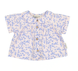 Baby Blouse Light Pink W/Flowers - Baby Round Collar بلوزة