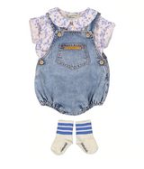 Baby Blouse Light Pink W/Flowers - Baby Round Collar بلوزة