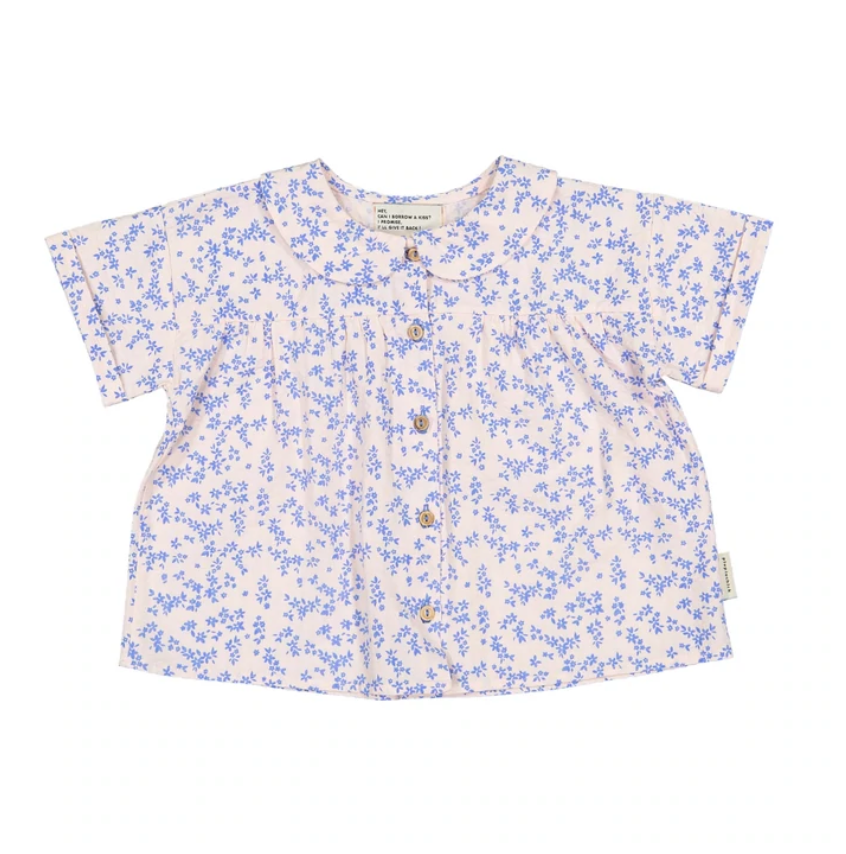 Blouse Light Pink W/Flowers - Girls بلوزة
