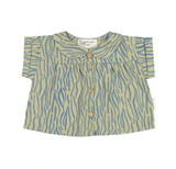 Baby Blouse Green Animal Print - Baby Round Collar بلوزة