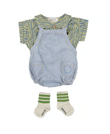 Baby Blouse Green Animal Print - Baby Round Collar بلوزة