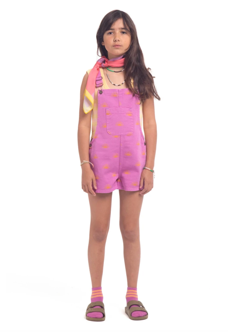 Short Dungarees Violet W/Sun - Jumpsuit جمبسوت