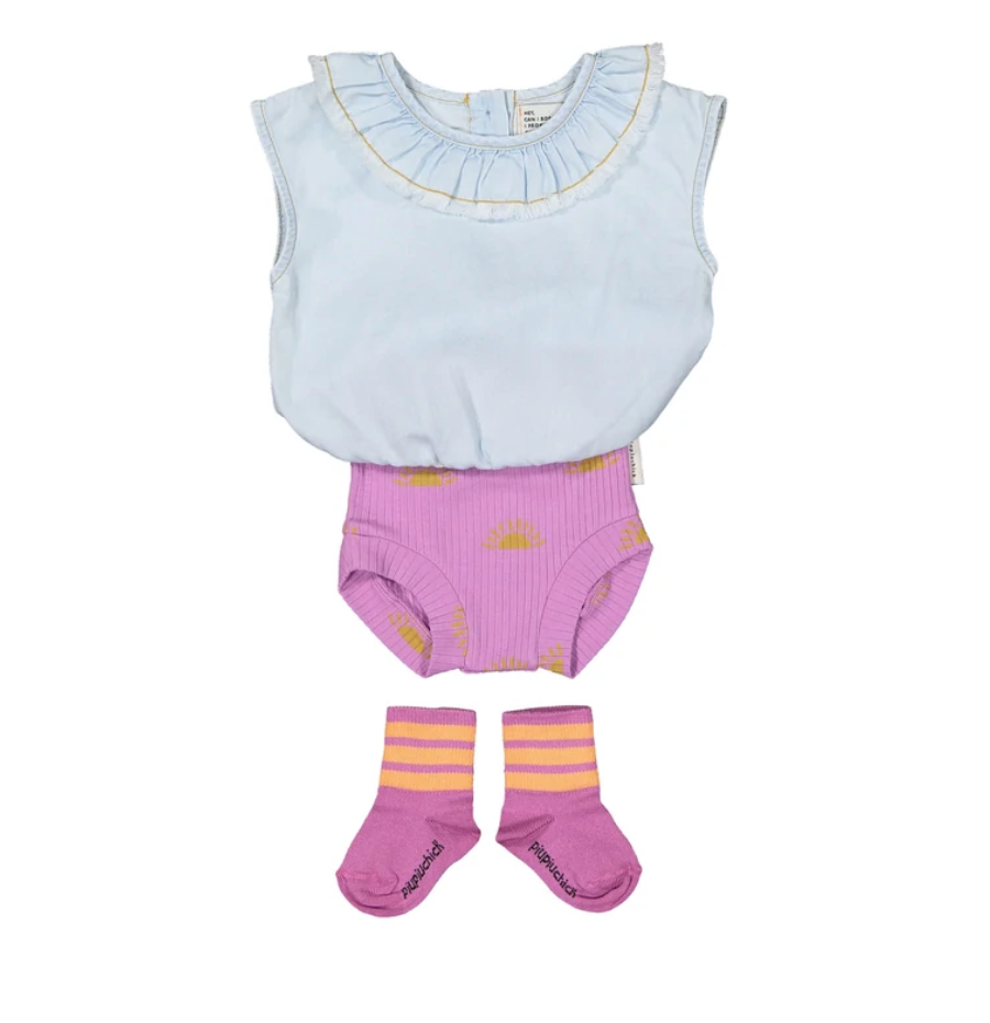 Baby Blouse Light Chambray - Baby Round Collar بلوزة