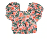 Top W/Ballon Sleeves Big Flowers - Girls بلوزة