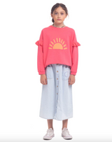 Sweatshirt Long Sleeve W/Frills - Girls سترة رياضية