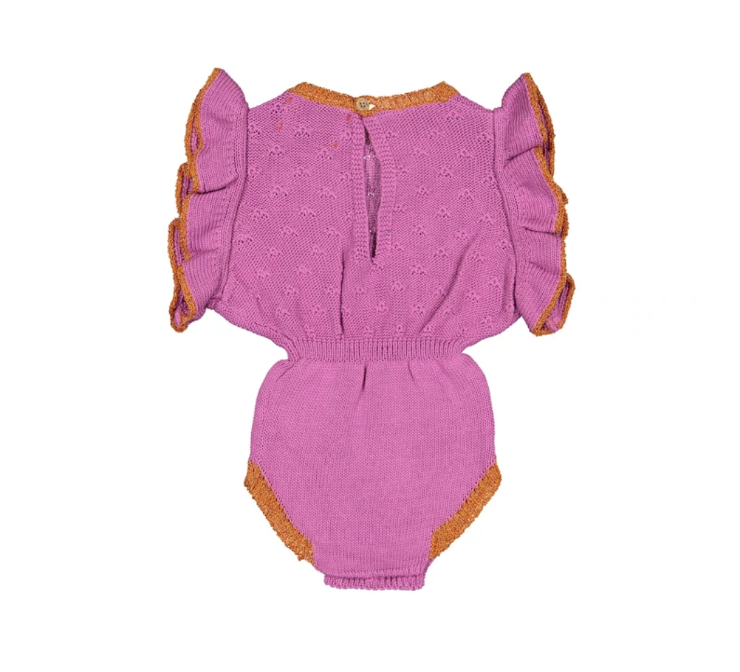 Playsuit Knitted Violet W/Lurex - Girls بلوزة