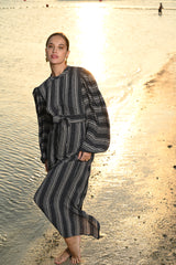 Jill Navy Blue and Beige Dress - Jill فستان