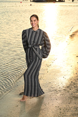 Jill Navy Blue and Beige Dress - Jill فستان