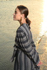 Jill Navy Blue and Beige Dress - Jill فستان