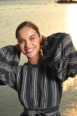 Jill Navy Blue and Beige Dress - Jill فستان