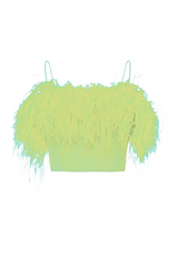 LUMIÈRE PLUMAGE TOP AQUAMARINE & CITRON | قميص علوي نسائي