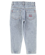 Mom Fit Trousers Washed Blue Denim | سروال