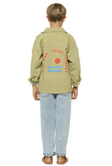 Kids Unisex Jacket Khaki W/Multicolor Prints | سترة
