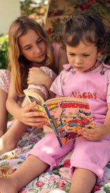 Girls Dungarees Lavender W/ Vacay Print | جمبسوت