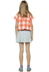 Girls Sleeveless Blouse W/ Collar Red & White Checkered | قميص