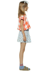 Girls Sleeveless Blouse W/ Collar Red & White Checkered | قميص