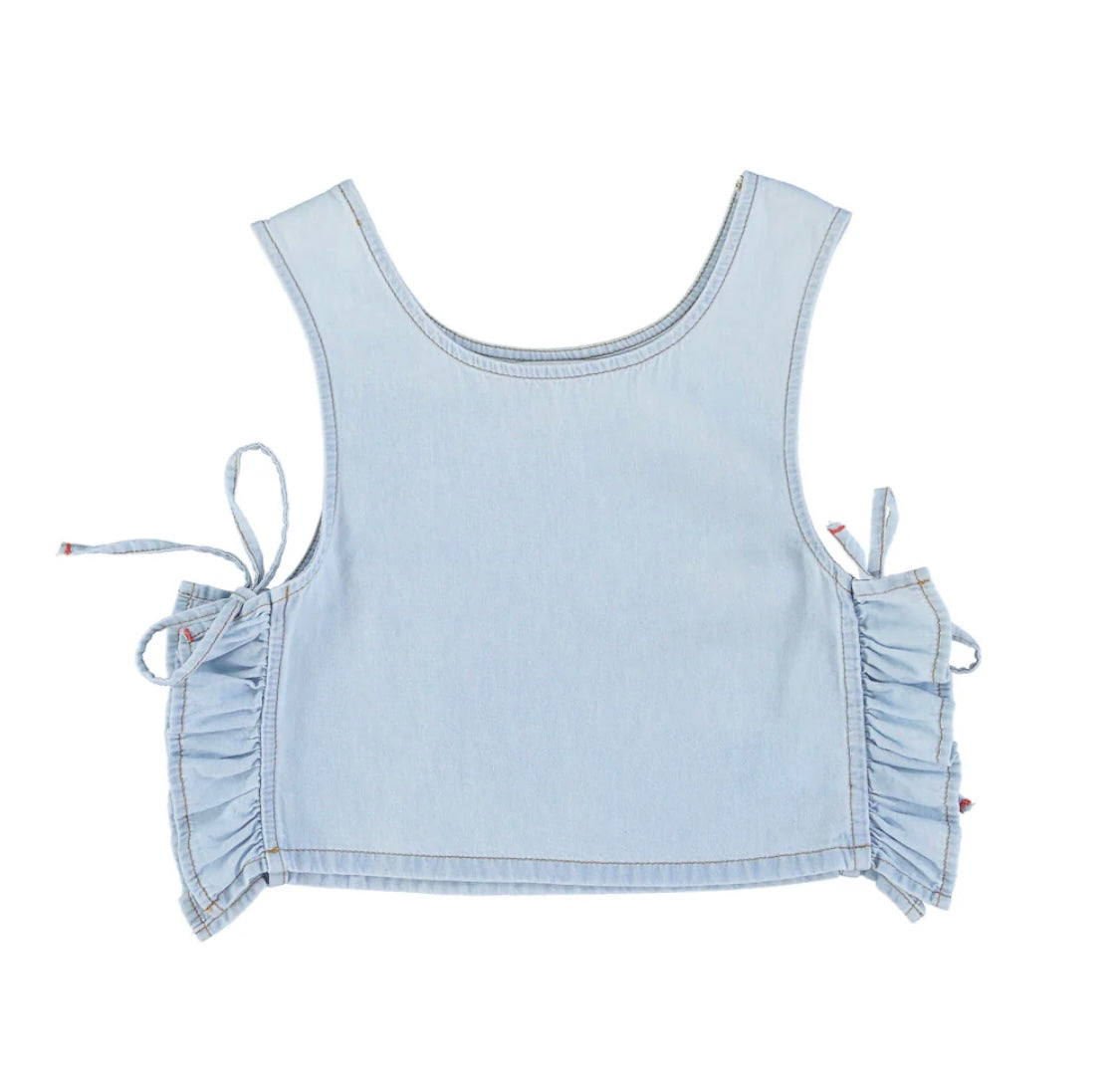 Girls Top W/ Side Opening Light Blue Chambray | بلوزة