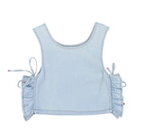 Girls Top W/ Side Opening Light Blue Chambray | بلوزة