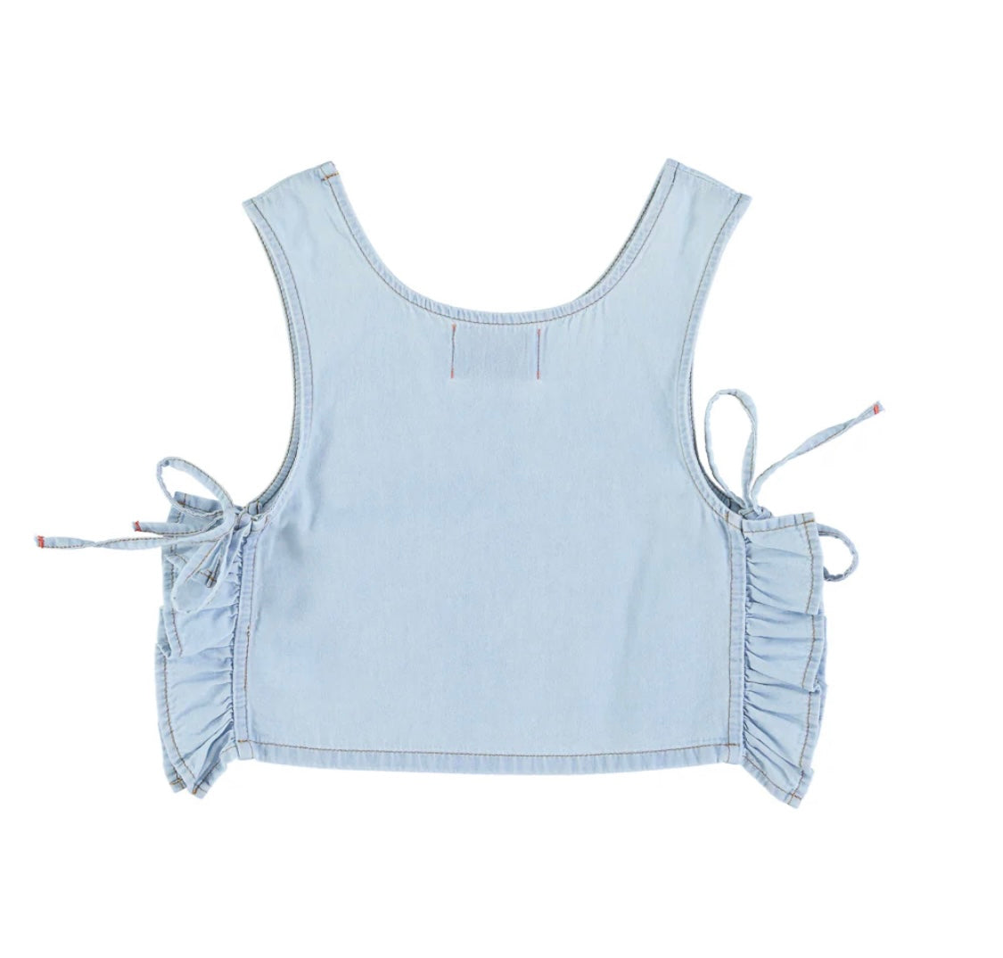 Girls Top W/ Side Opening Light Blue Chambray | بلوزة