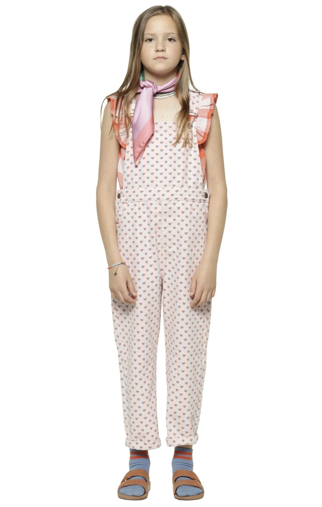 Girls Dungarees Pink W/ Hearts Allover | جمبسوت