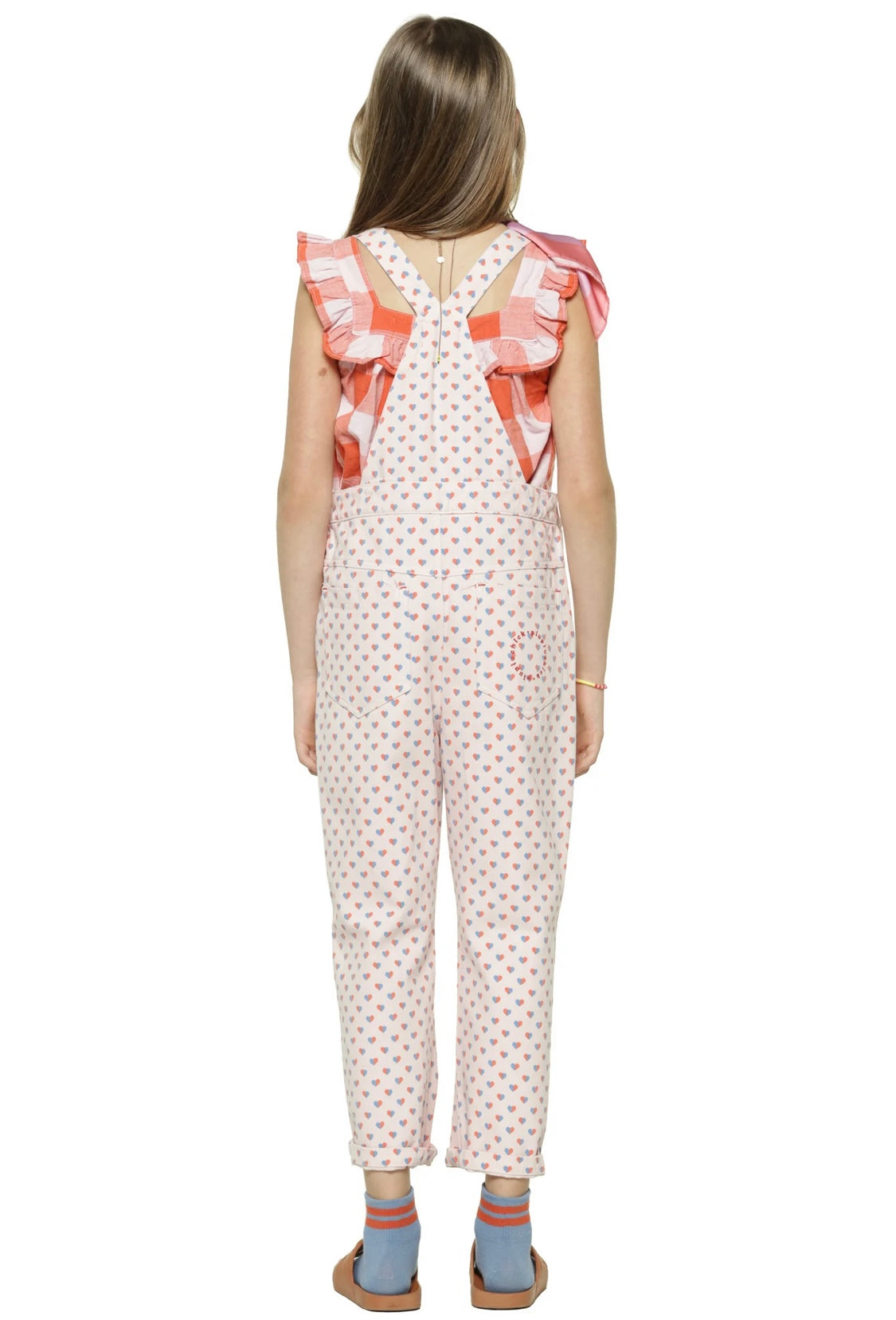 Girls Dungarees Pink W/ Hearts Allover | جمبسوت