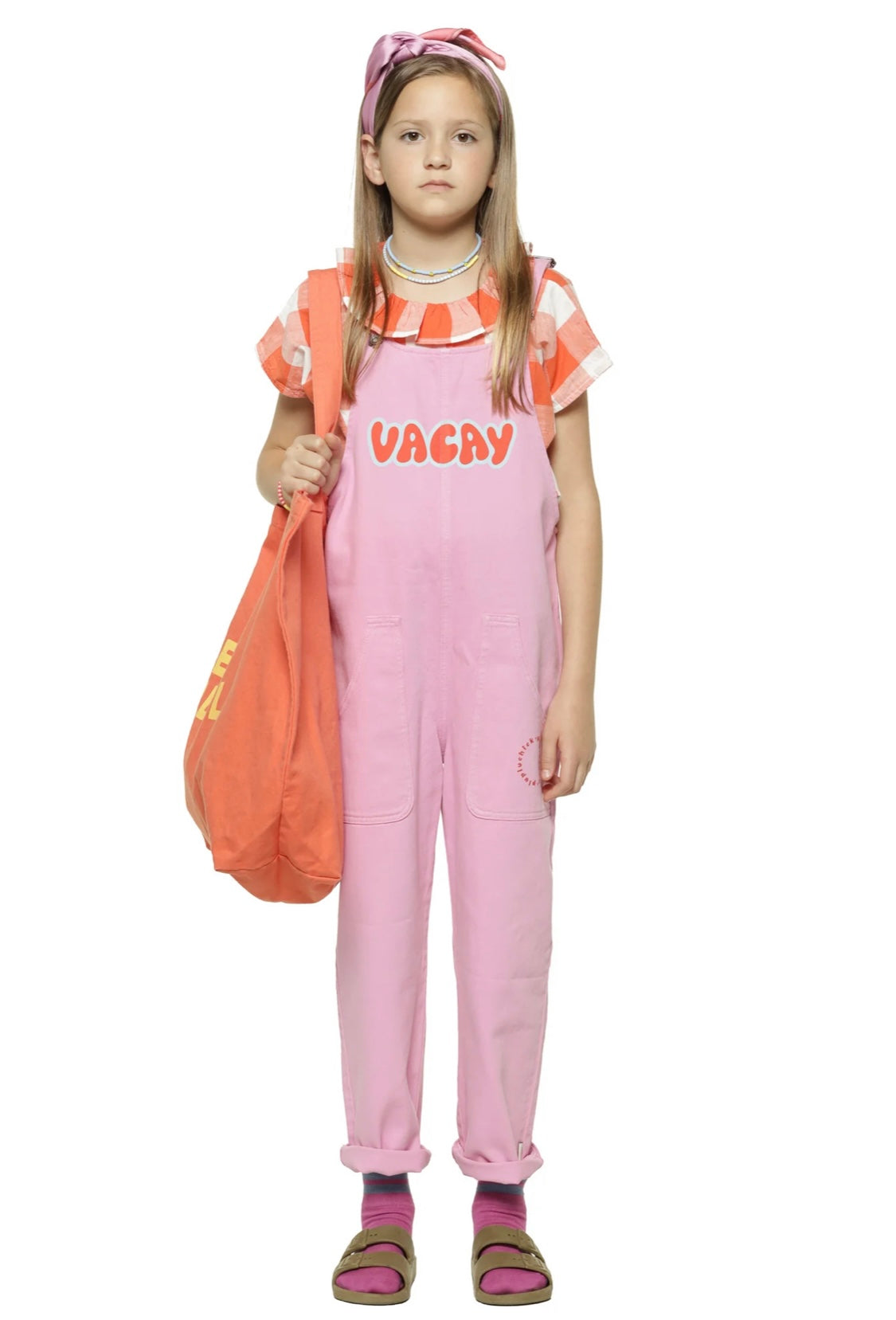Girls Dungarees Lavender W/ Vacay Print | جمبسوت