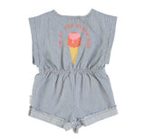 Girls Jumpsuit Navy Stripes W/ Back Print | جمبسوت
